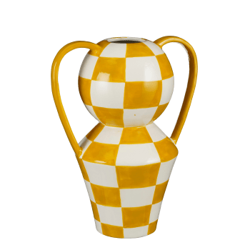 Stratt - Vase en céramique jaune et blanc H33,5