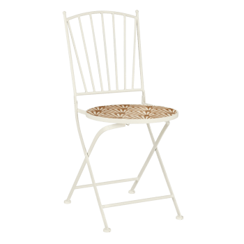Odile - Chaise de bistrot de jardin en métal marron et blanc