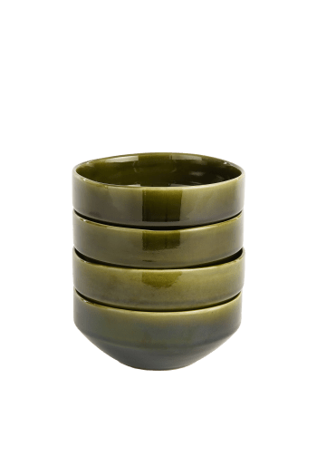 Rhea - Juego de 4 cuenco de cerámica verde d18