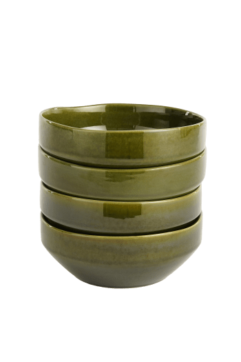 Rhea - Juego de 4 plato de cerámica verde d22,5