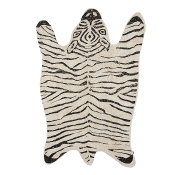 Alfombra zebra de algodón negro y blanco 180x120