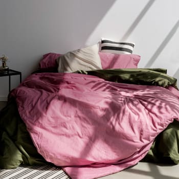 Basic - Funda nórdica 100% algodón magenta 155x220 cm (cama 80/90)