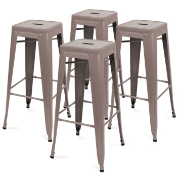 Indus - Lot de 4 tabourets de jardin en métal mat taupe