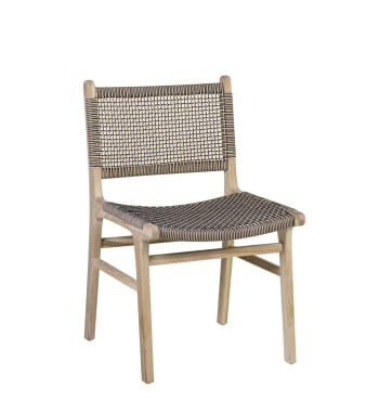 Sicilia - Chaise en bois beige et corde bicolore