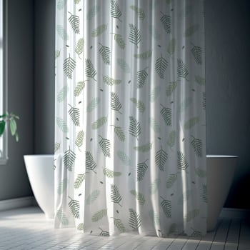 Garden - Rideau de douche imprimé en polyester blanc