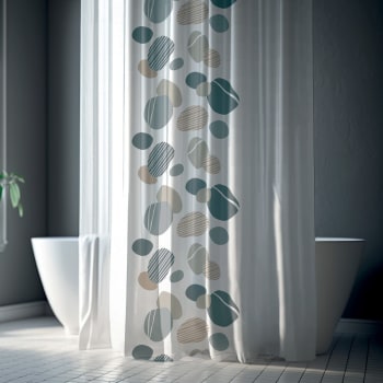 Zen - Rideau de douche imprimé en polyester blanc