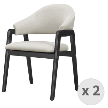Wool - Chaise en tissu Coloris Lin et bois noir (x2)