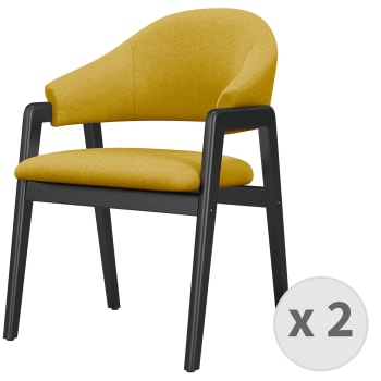 Wool - Chaise en tissu Safran et bois noir (x2)
