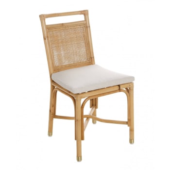 RIVIERA - Chaise en rotin et lin beige