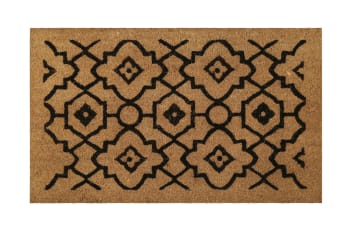 Posh palace - Paillasson en fibres de coco imprimé oriental noir 40x60