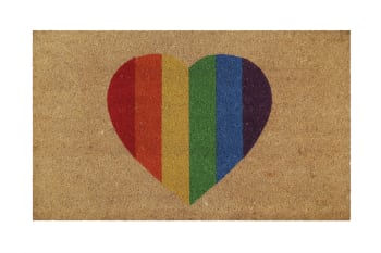 Home is where your heart is - Zerbino in fibra di cocco stampato a cuore rainbow 60x90