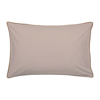 Douceur lavée - Taie d'oreiller percale coton lavé 50x70cm Blanc Et Argile