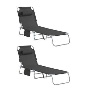 SoBuy Sedia Sdraio Lettino da Giardino in Verniciato a Polvere Ferro e Tessuto di teslin, Nero, OGS38-SCH | Leroy Merlin
