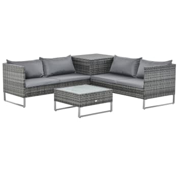 Outsunny - Set da giardino 4pz con 2 divani 2 posti e 2 tavolini grigio e argento
