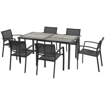 Outsunny - Outsunny set da giardino con tavolo e 6 sedie impilabili grigio