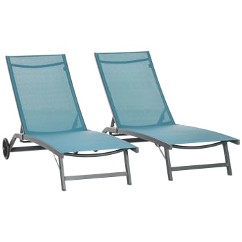 Lettino BARBADOS in textilene blu - alluminio bianco