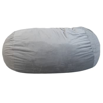 Pouf lungo gigante finta pelliccia grigio chiaro 160 cm