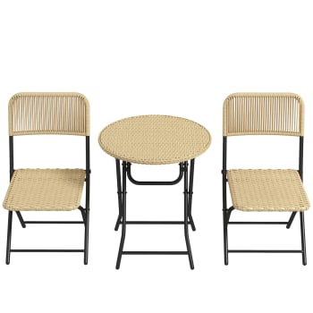 Outsunny - Set da giardino 3 pezzi 2 sedie pieghevoli tavolino da caffè
