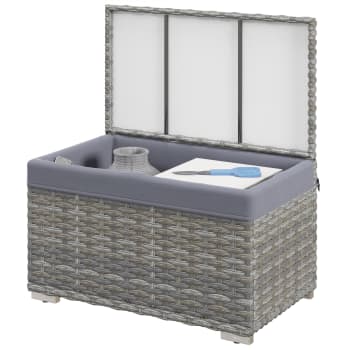 Outsunny - Baule da giardino con sacco interno in tessuto e rattan pe grigio