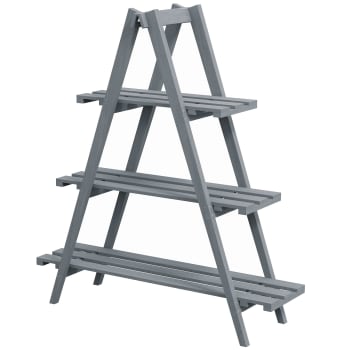 Outsunny - Portapiante verticale 3 livelli a doghe in legno di abete grigio