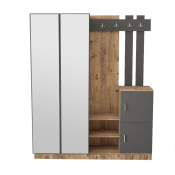 Anka - Design-Eingangsmöbel aus Holz und Grau mit Spiegel