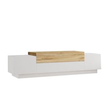 Melo - Mueble tv diseño 160 cm blanco y madera