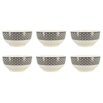Graphik - Lot de 6 bols en porcelaine - 3 décors assortis 50cl