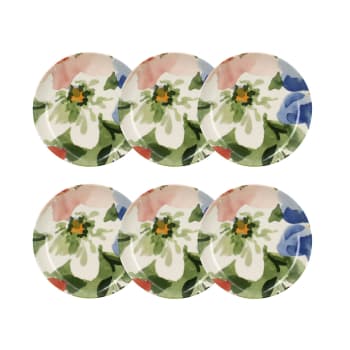 Floralux - Lot de 6 assiettes creuses en porcelaine 21cm