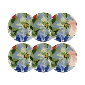 Floralux - Lot de 6 assiettes plates en porcelaine 26cm