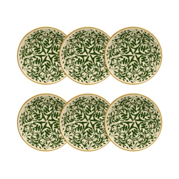 Heraclee - Lot de 6 coupelles à motif vert en grès 16cm