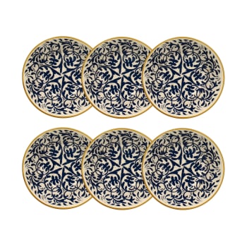 Heraclee - Lot de 6 coupelles à motif bleu en grès 16cm