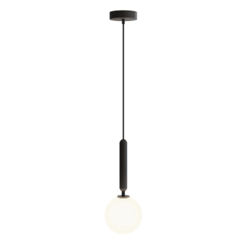 Musa - Lampe à suspension noire avec sphère en verre D15cm