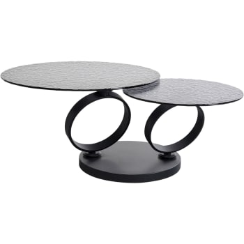 Beverly - Table basse en verre texturé et acier noir