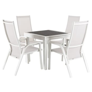 Conjunto de mesas y sillas mesa extensible  para jardín blanco