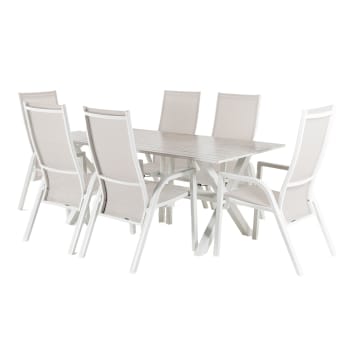 Conjunto de mesas y sillas para exterior aluminio resistente blanco