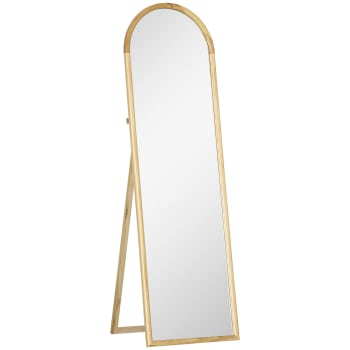 Miroir sur pied style scandinave piètement cadre bois de pin verre
