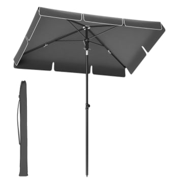 Parasol 180 x 125 cm protection solaire upf 50+ inclinable gris