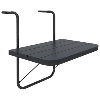 Table suspendue de balcon pliable hauteur réglable alu plastique noir