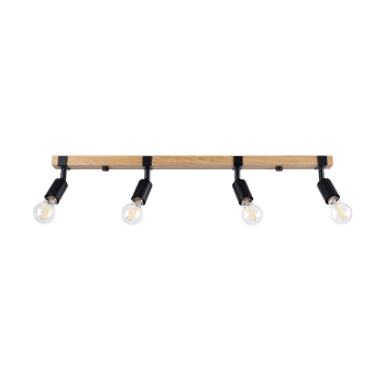 Zuca - Lámpara de techo madera negra acero/madera  alt. 14 cm