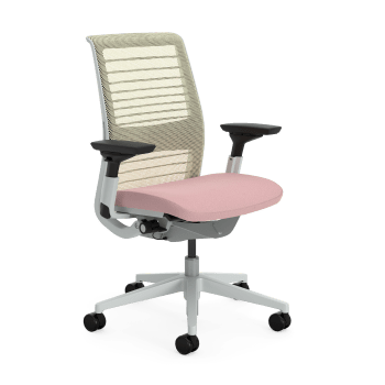 Think - Chaise de bureau ergonomique en tissu rose 73 x 58 x 98