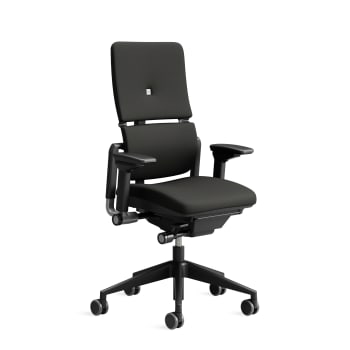 Please - Chaise de bureau ergonomique en tissu noir 66.5 x 66 x 107