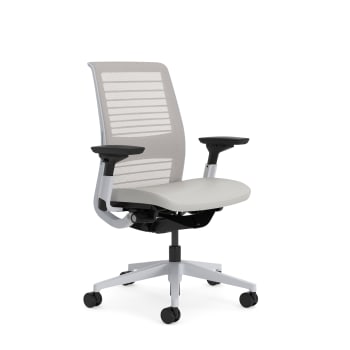Think glow-up - Chaise de bureau ergonomique en tissu gris 73 x 58 x 98