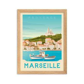 Affiche Marseille France avec Cadre (Bois) 30x40 cm