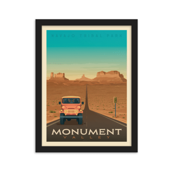 Affiche Monument Valley Etats-Unis + Cadre Bois noir 30x40 cm