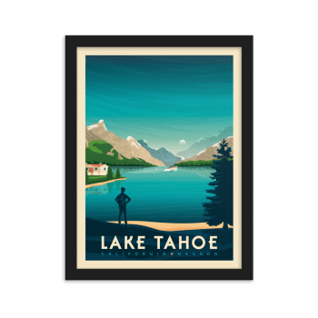 Affiche Lake Tahoe Etats-Unis + Cadre Bois noir 30x40 cm