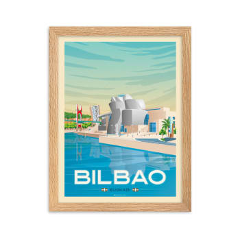 Affiche Bilbao Espagne avec Cadre (Bois) 30x40 cm