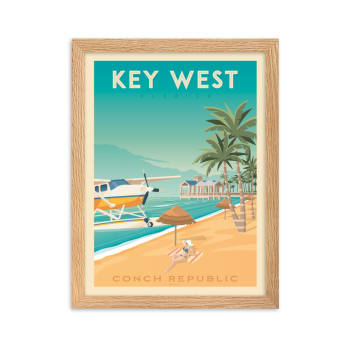 Affiche Key West Floride avec Cadre (Bois) 30x40 cm