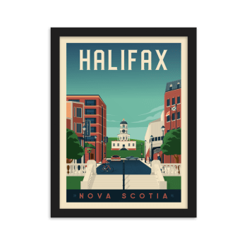 Affiche Halifax Canada + Cadre Bois noir 30x40 cm