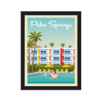 Affiche Palm Springs Saguaro Hotel + Cadre Bois noir 30x40 cm