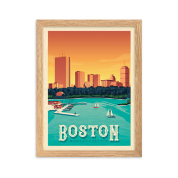 Affiche Boston Etats-Unis avec Cadre (Bois) 30x40 cm